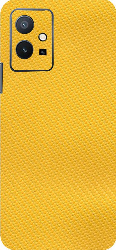 Mclaxa Yellow Carbon Fibre Mobile Back Skin, Yellow Carbon Fibre, Vivo T1 Mobile Skin  (Yellow Carbon Fibre Skin With Super Matte Finish)