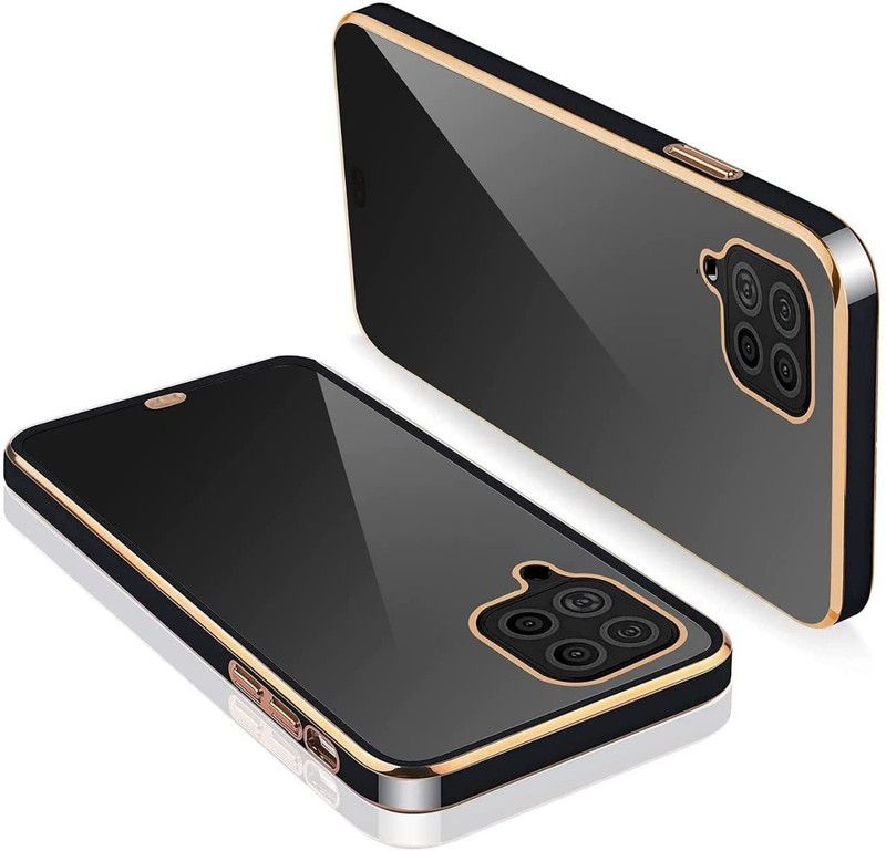 WoodForest Back Cover for Samsung Galaxy F22 | Gold Electroplating Transparent Chrome  (Black, Waterproof, Silicon, Pack of: 1)