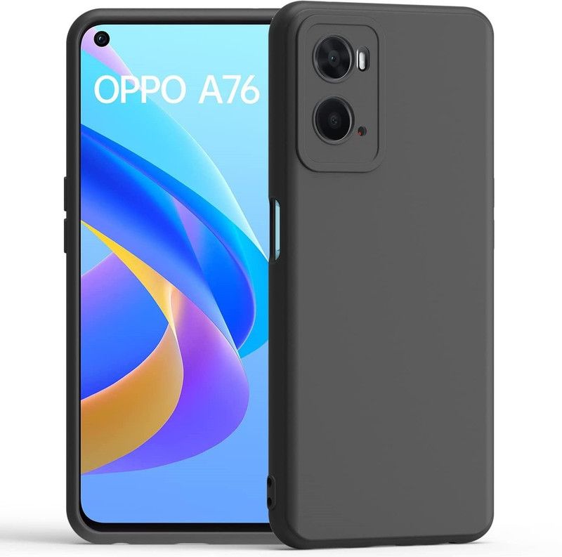 S-Softline Back Cover for Oppo A76, Microfiber Cloth Cushion camera Protection from shocks and scratches.  (Black, Silicon)