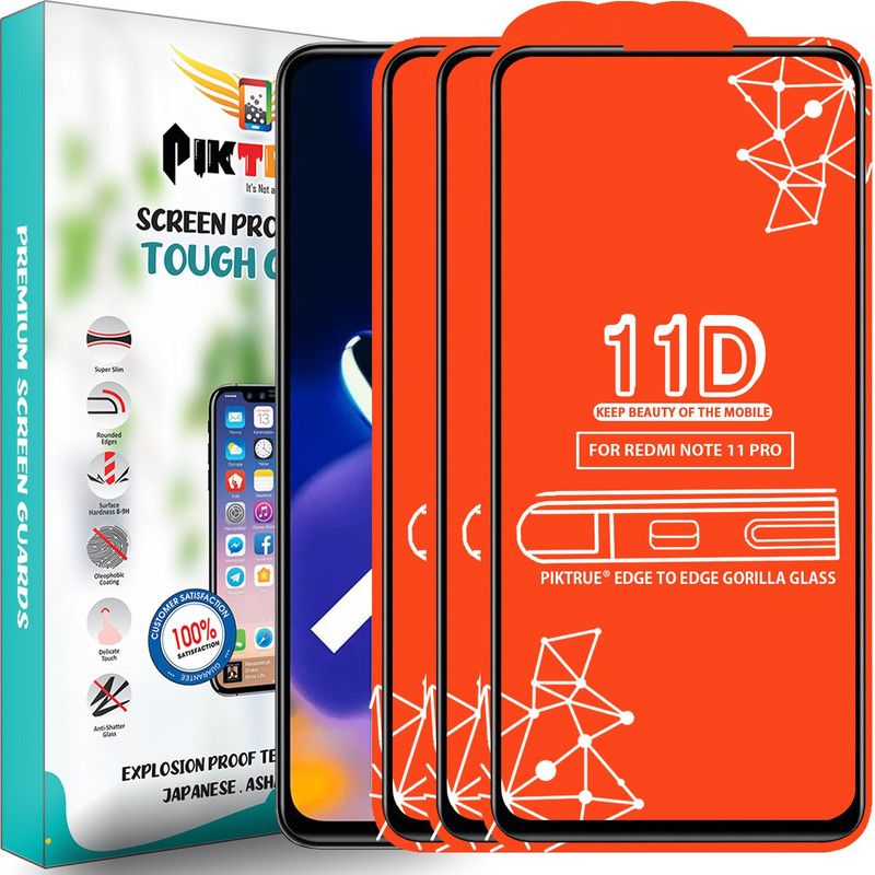 PikTrue Edge To Edge Tempered Glass for Redmi Note 11 Pro  (Pack of 3)
