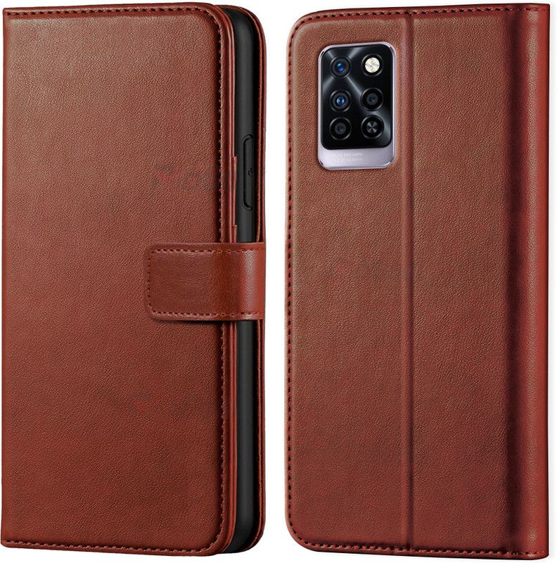 Asgeot Wallet Case Cover for Infinix Note 10 Pro  (Brown, Dual Protection, Pack of: 1)