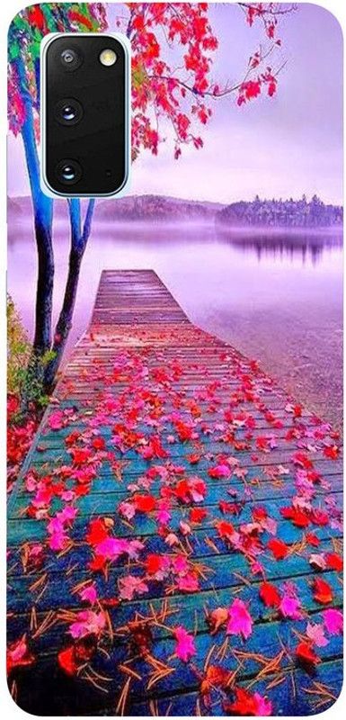 Golden Mask Back Cover for Samsung Galaxy S20 Multicolor Flower Tree And Wooden Bridge on River  (Multicolor, Waterproof, Silicon, Pack of: 1)
