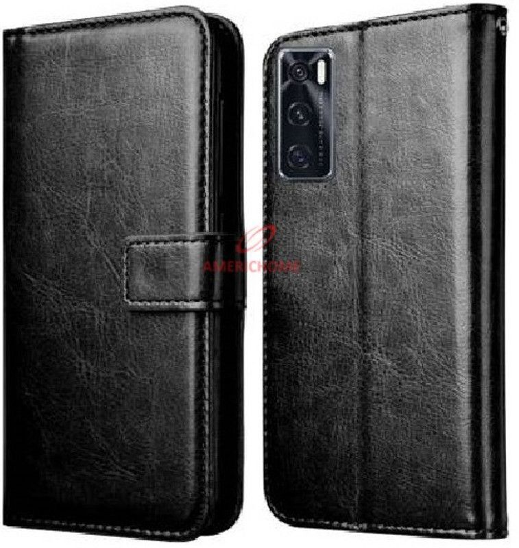 AmericHome Flip Cover for Vivo V20 SE, Model V2022  (Black, Grip Case, Pack of: 1)