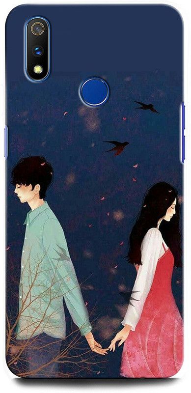GRAFIQE Back Cover for Realme 3i RMX1827 GIRL BOY LOVE, ANIME, SWEET COUPLE, TOGETHER, COUPLE KISS  (Multicolor, Shock Proof, Pack of: 1)