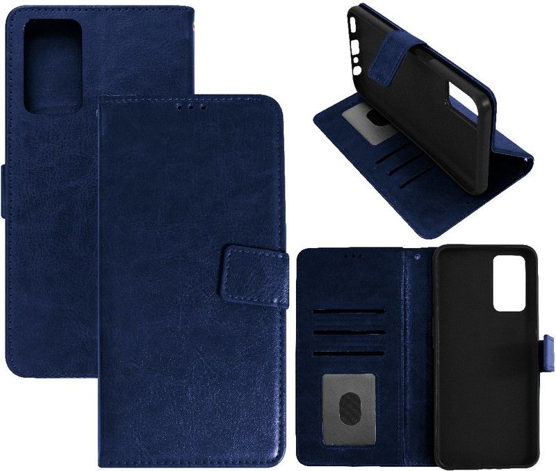 Casotec Flip Cover for Oppo F19 Leather Flip Cover  (Blue, Pack of: 1)
