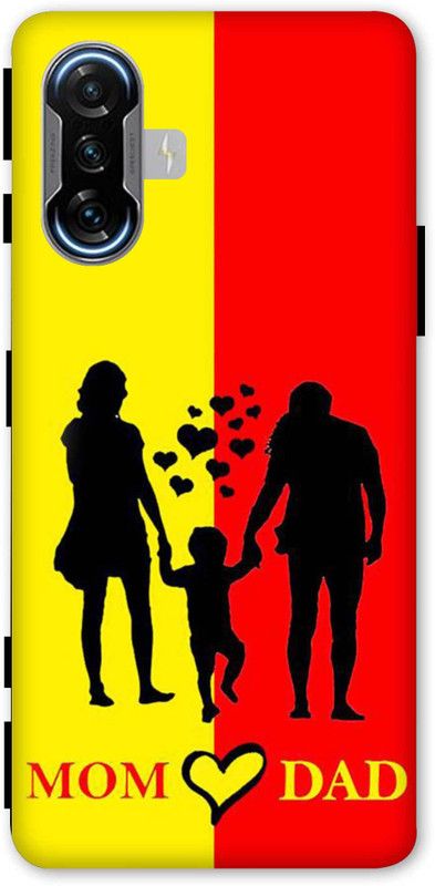 NDCOM Back Cover for POCO F3 GT Mom Dad Love Red Yellow Printed  (Multicolor, Hard Case)