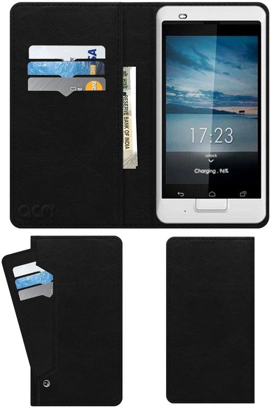 ACM Flip Cover for Idea Ivory  (Black, Cases with Holder, Pack of: 1)
