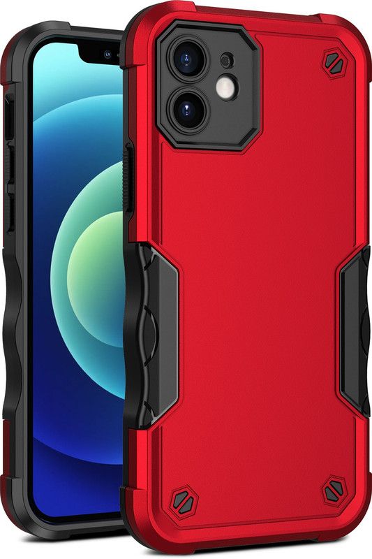 Q Wallet Back Cover for Apple iPhone 12  (Red, Dual Protection, Pack of: 1)