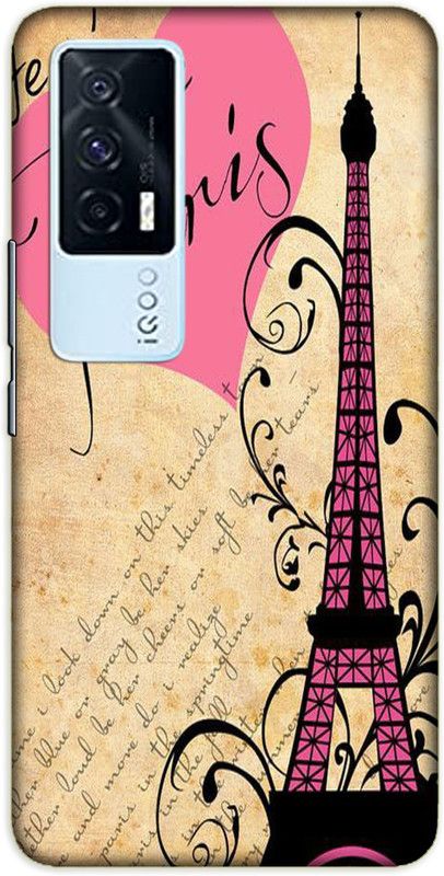 iprinto Back Cover for iQOO 7, iQOO 7 5G eiffel tower Paris Back Cover  (Pink, Hard Case, Pack of: 1)