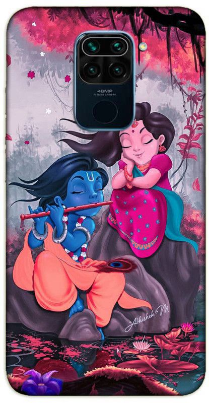 iprinto Back Cover for Mi Redmi Note 9 Radha Krishna Lord Krishna Kanha Back Cover  (Red, Hard Case)