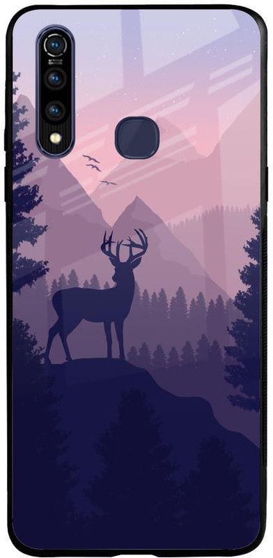 QRIOH Glass Back Cover for Vivo Z1 Pro  (Pink, Purple, Grip Case, Silicon, Pack of: 1)