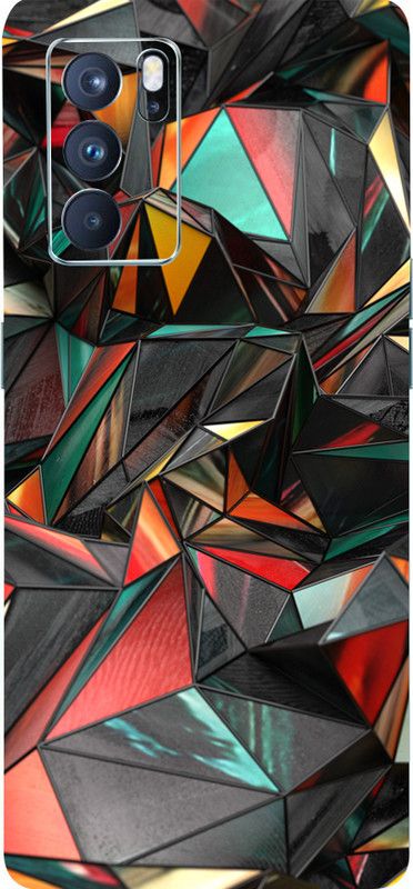 Mclaxa Red Polygon Mobile Back Skin, Red Polygon, OPPO RENO 6PRO Mobile Skin  (Red Polygon Skin With Super Matte Finish)
