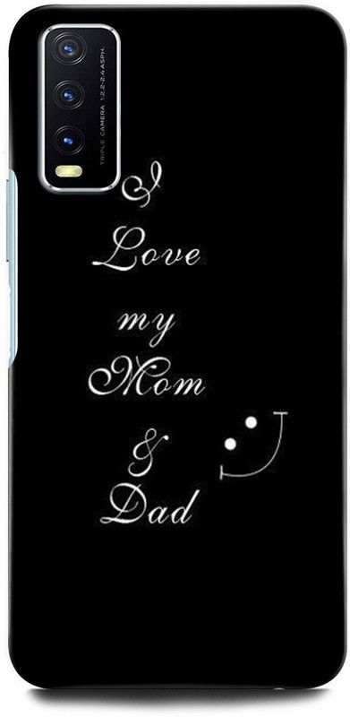 ORBIQE Back Cover for Vivo Y20G V2037 MOM LOVE, QUEEN, MOM DAD LOVE, BLACK, SMILE  (Multicolor, Hard Case, Pack of: 1)