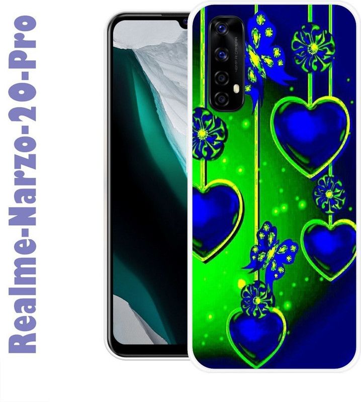 CellWorld Back Cover for Realme Narzo 20 Pro  (Green, Blue, Silicon)