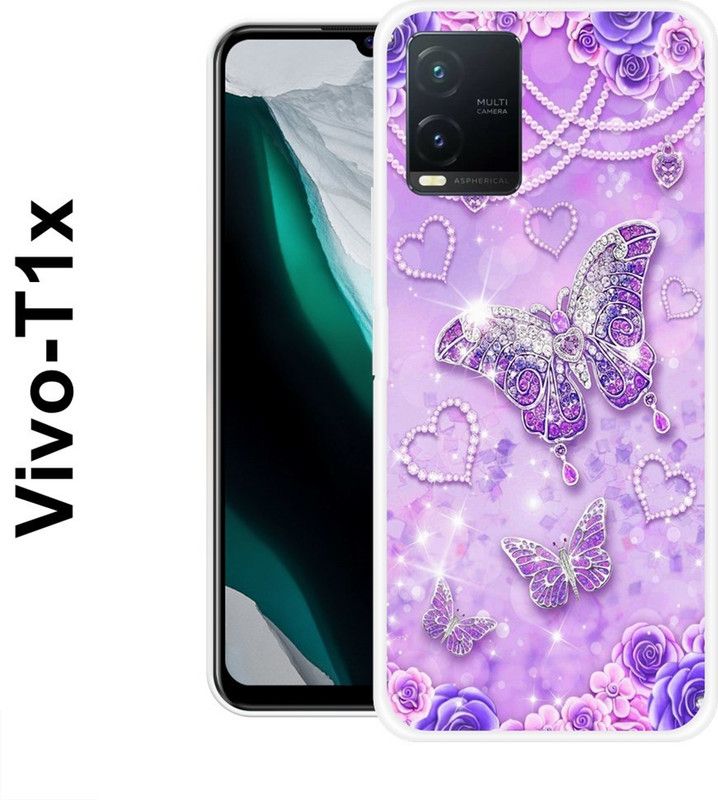 SIMAWAT Back Cover for Vivo T1x  (Purple, Grip Case, Silicon)