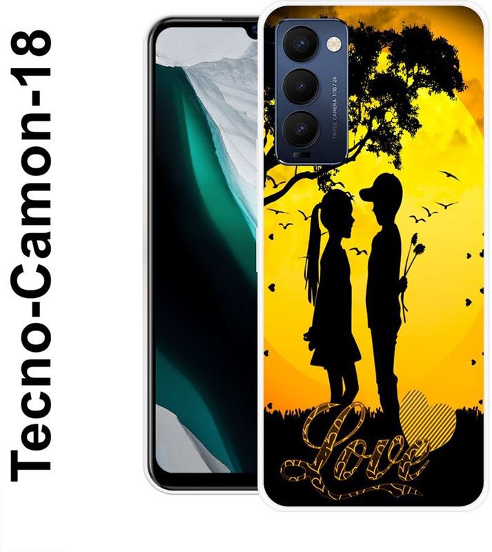 KLC Back Cover for Tecno Camon 18  (Yellow, Black, Grip Case, Silicon)
