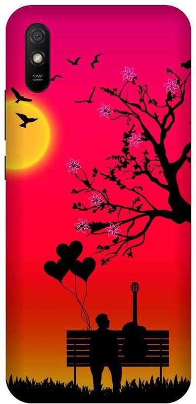 UMPRINT Back Cover for Redmi 9i/MZB0814IN Sunset Love Couple Printed Back Cover  (Multicolor, Hard Case, Pack of: 1)