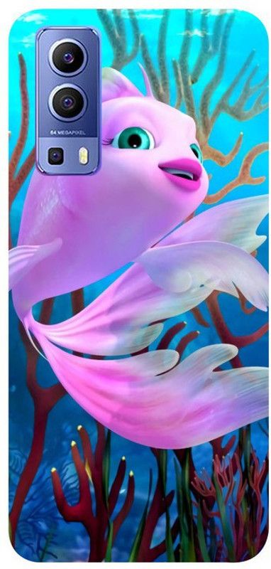 Skyhawk Back Cover for Vivo Y72 (5G) Pink Fish  (Multicolor, Waterproof, Silicon, Pack of: 1)