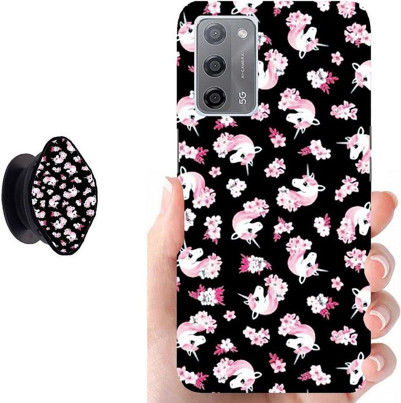Hello Case Back Cover for Oppo A55  (Black, Pink, Cases with Holder, Pack of: 2)
