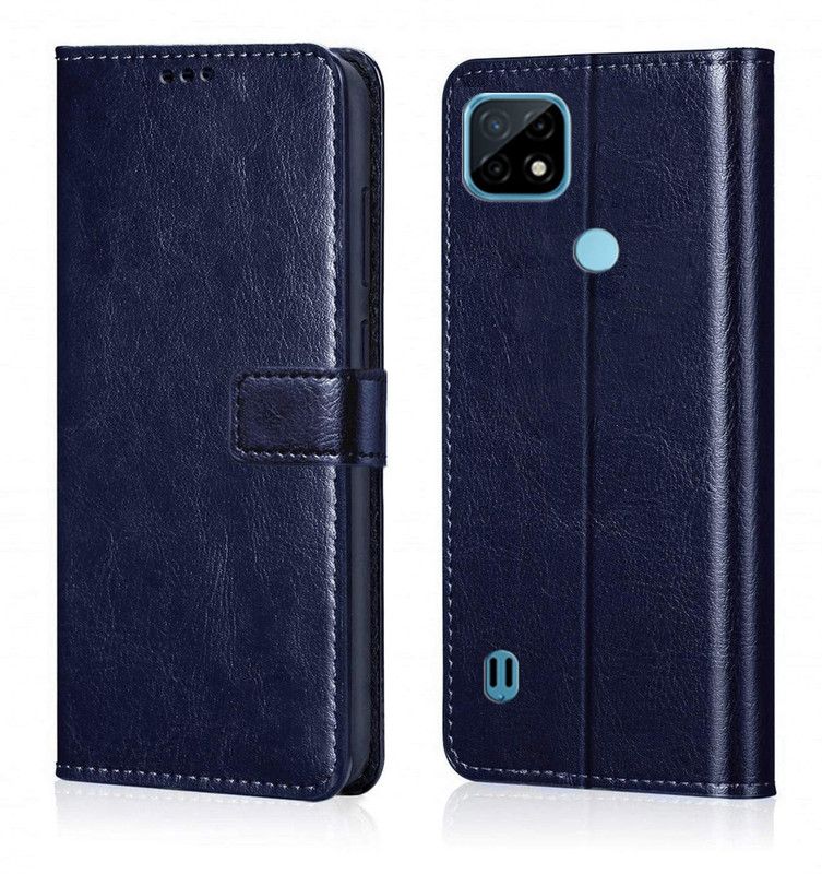 Nuvak Flip Cover for Realme C21  (Blue, Magnetic Case, Pack of: 1)