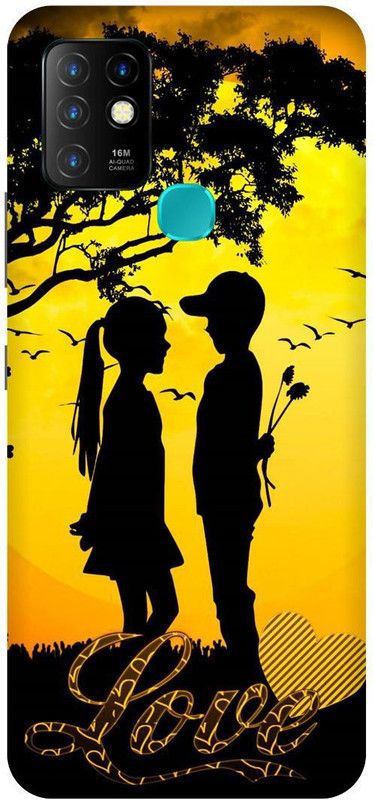 FIKORA Back Cover for Infinix Hot 10, X682B, LOVE, COUPLE, QUITE, VALENTINE, LOVERS  (Yellow, Hard Case, Pack of: 1)