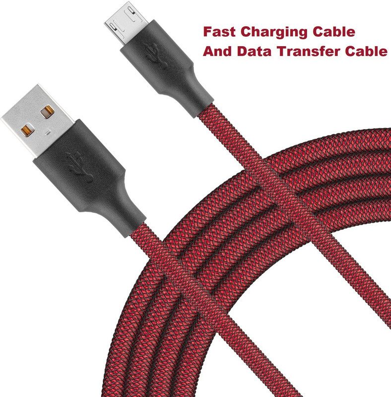 zbox Micro USB Cable 1 m PET Braided cable 1M  (Compatible with Android and Other Micro USB Supported Devices, Red, One Cable)