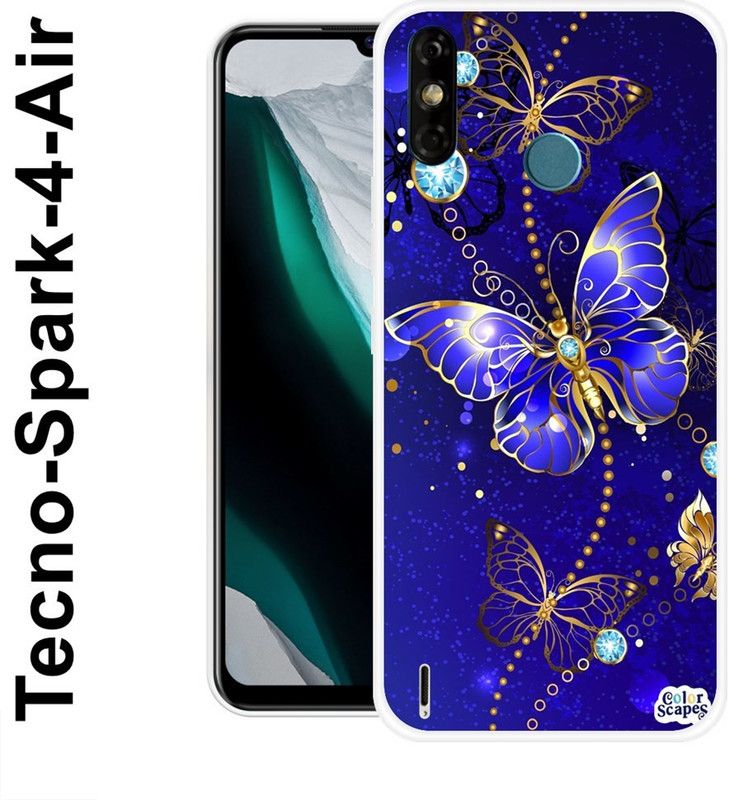 JATLAND Back Cover for Tecno Spark 4 Air  (Blue, Gold, Grip Case, Silicon)