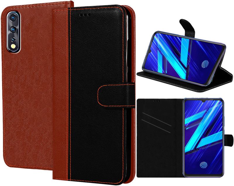 Flipkart SmartBuy Flip Cover for vivo Z1x  (Black, Brown, Dual Protection, Pack of: 1)