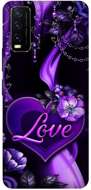 DIKRO Back Cover for vivo Y12G, V2068, BLUE, BLACK, DIAMOND, HEART, DIL, LOVE  (Purple, Hard Case, Pack of: 1)