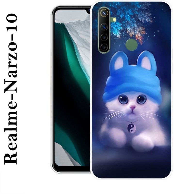 SIMAWAT Back Cover for Realme Narzo 10  (Blue, White, Silicon)