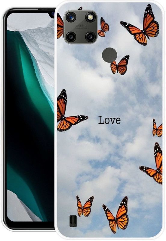 Abuy Back Cover for Realme C25Y  (Blue, Orange, Flexible, Silicon)