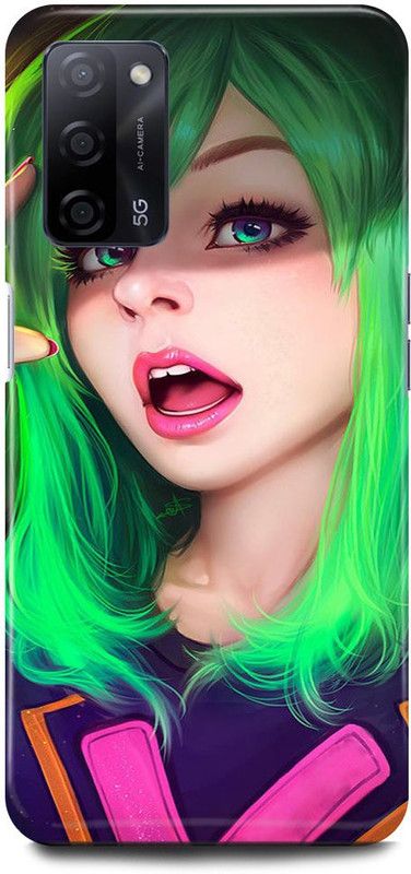 JUGGA Back Cover for OPPO A53s 5G, ORIONY, GIRL, CUTE, GIRL, LOVELY, GIRL, LOVE  (Green, Hard Case, Pack of: 1)