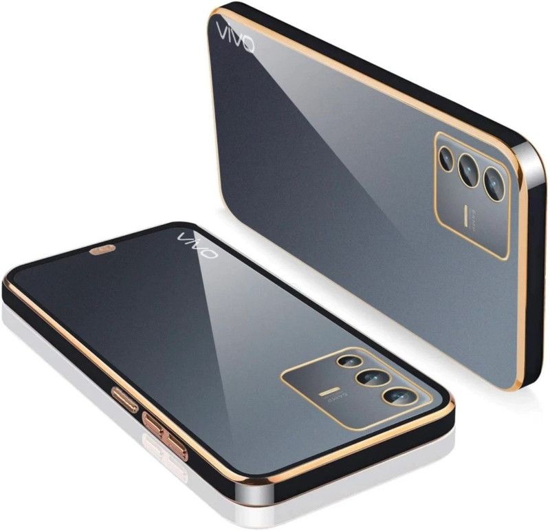 WoodForest Back Cover for Vivo V23 5G | Gold Electroplating Transparent Chrome  (Black, Waterproof, Silicon, Pack of: 1)
