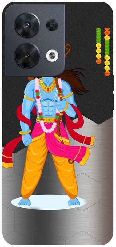 Wall Art Back Cover for OPPO RENO 8 (5G) Shri Ram, Jai Ram, Hindu God Printed  (Multicolor, Dual Protection, Pack of: 1)
