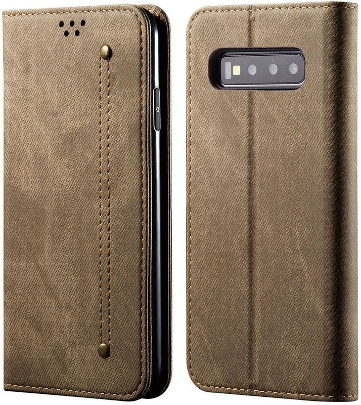 Bepak Wallet Case Cover for Samsung Galaxy S10  (Khaki, Magnetic Case, Pack of: 1)