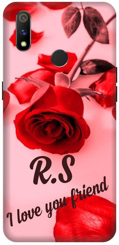 3D U PRINT Back Cover for Realme 3 Pro,RMX1851, RS, R LOVES S, NAME, LETTER, ALPHABET, RS LOVE  (Orange, Waterproof, Pack of: 1)