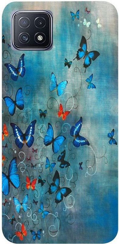 Golden Mask Back Cover for Sky Hawk Back Cover For Oppo A73 (5G) blue butterflys  (Multicolor, Waterproof, Silicon, Pack of: 1)