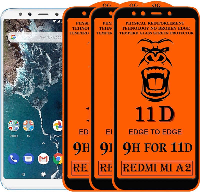 VILLA Edge To Edge Tempered Glass for Mi A2  (Pack of 3)