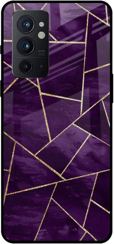 QRIOH Glass Back Cover for OnePlus 9RT  (Purple, Grip Case, Silicon, Pack of: 1)