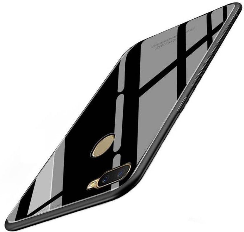 AmericHome Back Cover for Oppo F9 Classy & Stylish Hard Glass Finish  (Black, Dual Protection, Pack of: 1)