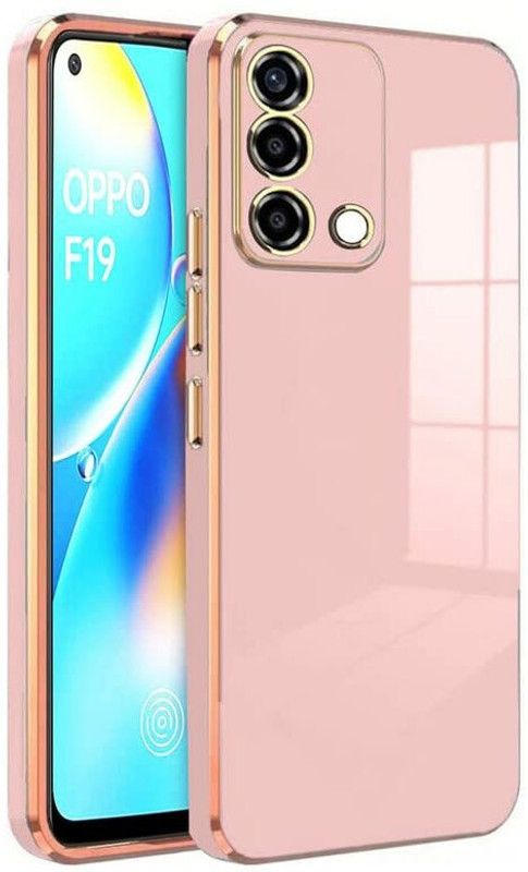 Casely Back Cover for Oppo F19 |Gold Plated Frame Slim Shockproof | Soft TPU  (Pink, Flexible, Pack of: 1)