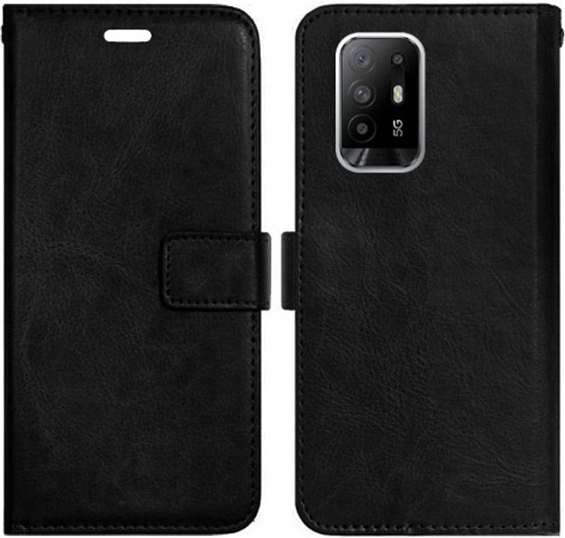 Realgo Flip Cover for Oppo F19 Pro+  (Black, Pack of: 1)