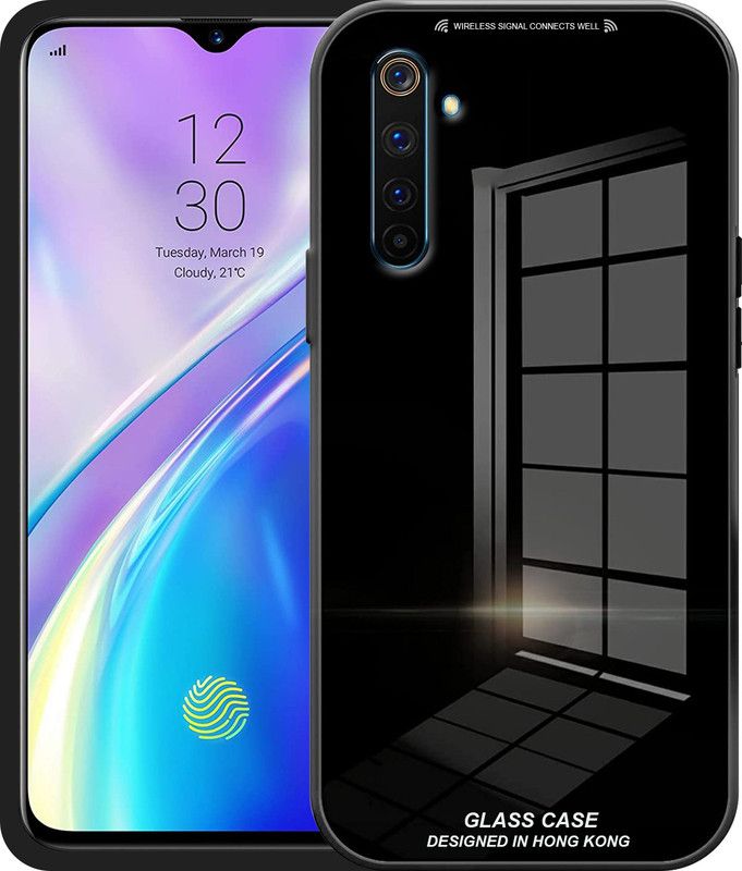 ELEF Back Cover for Realme XT Luxurious 9H Toughened Mirror Glass Back Case Shockproof TPU Bumper  (Black, Rugged Armor, Pack of: 1)