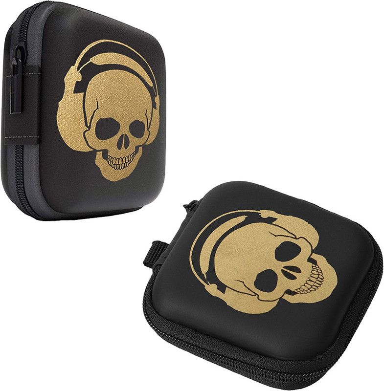 StealODeal Leather Zipper Headphone Case  (Black, beige)