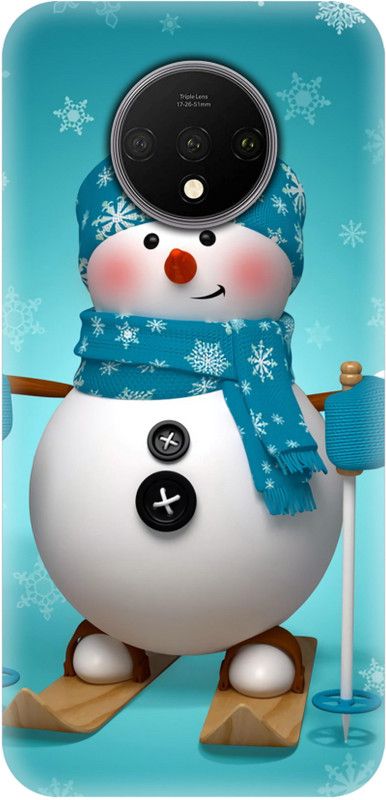 Smutty Back Cover for OnePlus 7T, HD1901, HD1903, HD1900, HD1907, HD1905 - Snowman Print  (Multicolor, Hard Case, Pack of: 1)