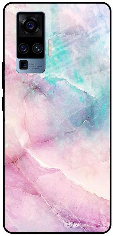 QRIOH Back Cover for Vivo X50 Pro  (Pink, Blue, Grip Case, Silicon, Pack of: 1)