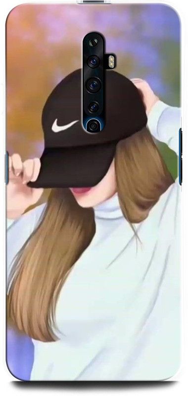 ORBIQE Back Cover for OPPO Reno2 F 1989 GIRL, WOMEN ARTWORK, ANIME, PRETTY, BEUTY, HEART, CAP  (Multicolor, Hard Case, Pack of: 1)
