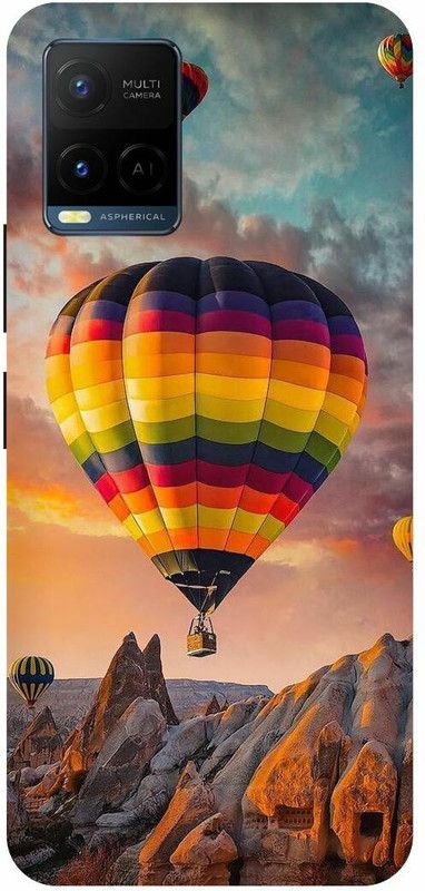 COVERJET Back Cover for VIVO T1X- V2143-PARACHUTE- EVENING- SHINING- DESIGN  (Brown, Hard Case, Pack of: 1)