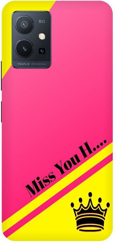 Bluvver Back Cover for Vivo T1 5G, V2141 Printed Miss you H Letter Back Cover  (Multicolor, Hard Case, Pack of: 1)
