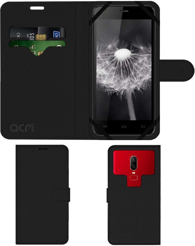 ACM Flip Cover for Mtech Turbo L7  (Black, Cases with Holder)